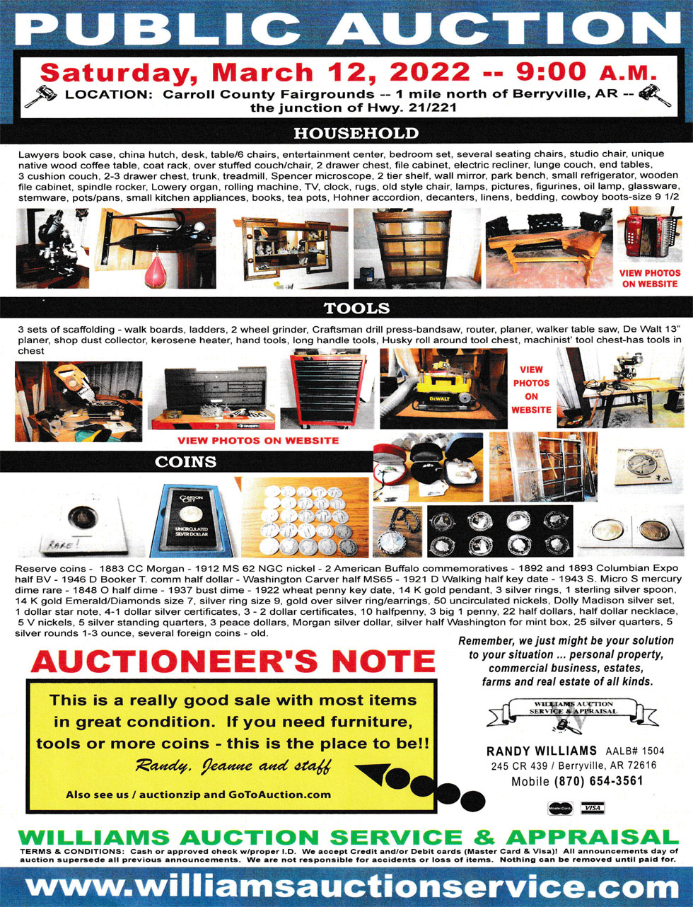 March 12, 2022 Public Auction