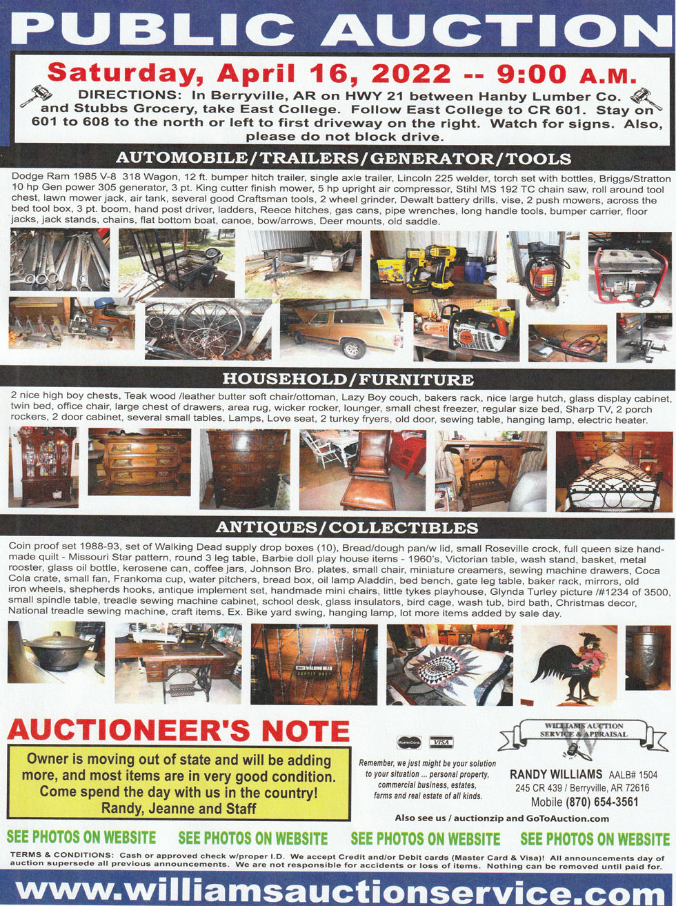 March 12, 2022 Public Auction