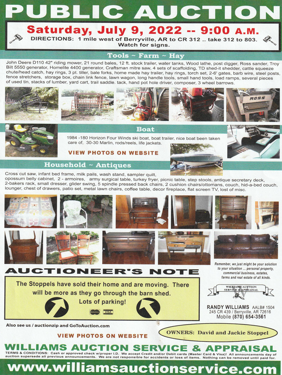 July 9, 2022 Public Auction