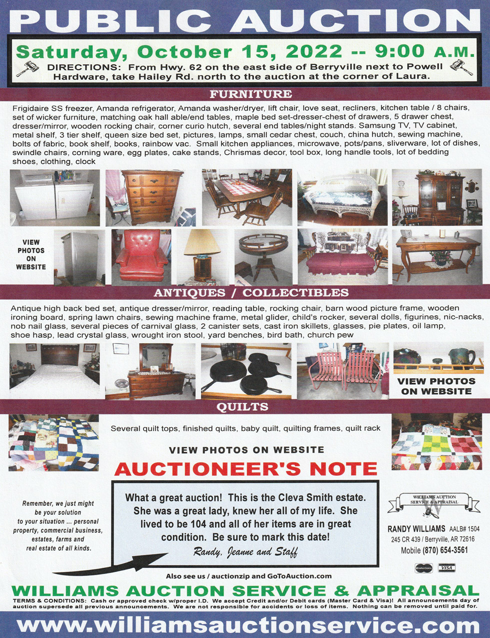 October 15 2022 Public Auction