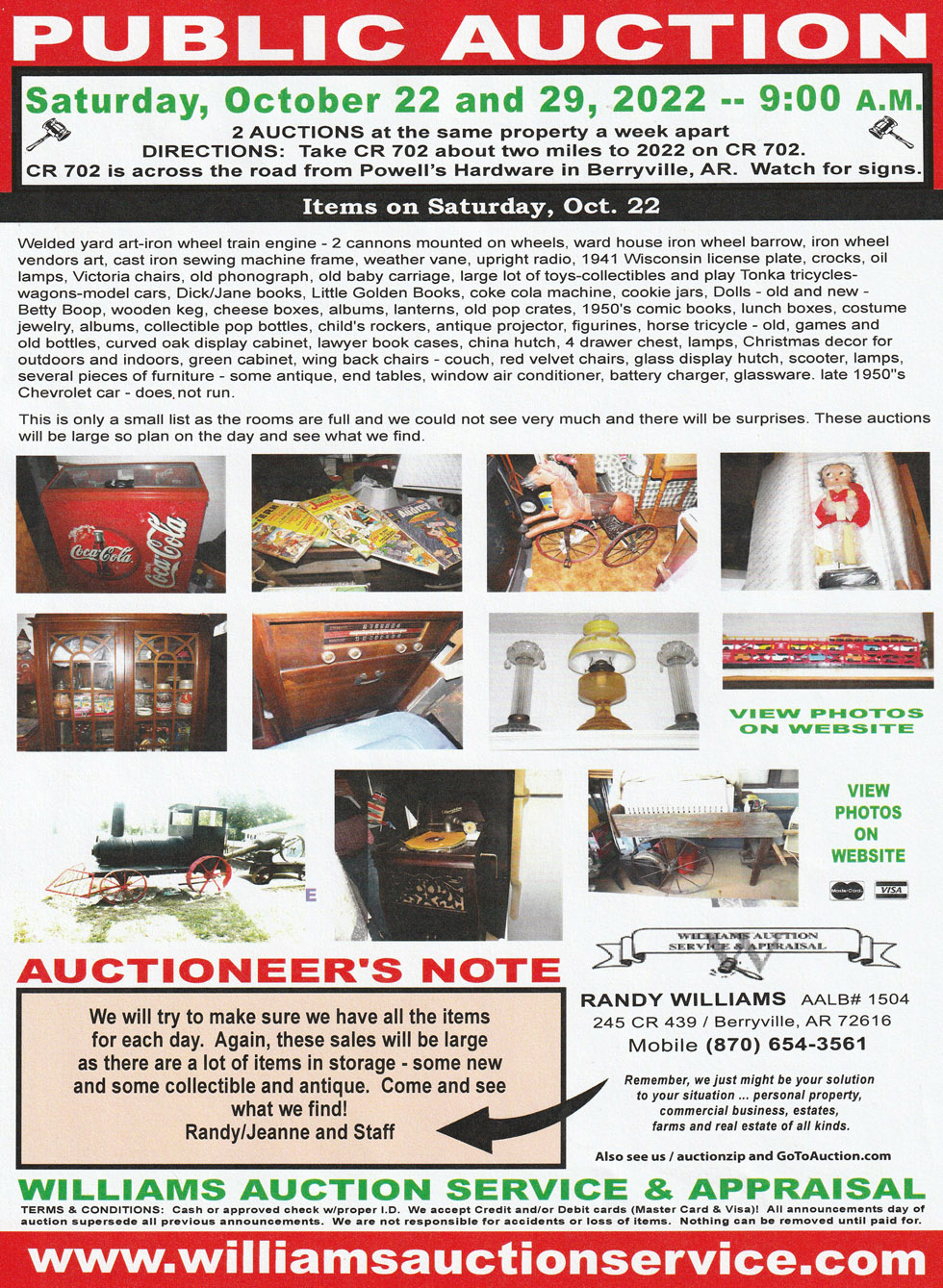 Public Auction Oct 22, 2022