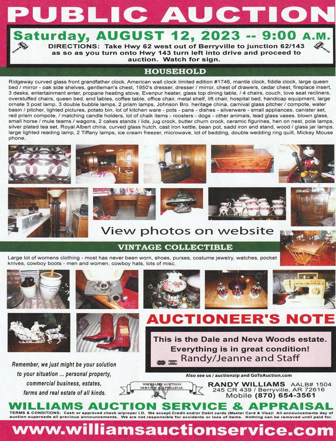 August 12 Public Auction